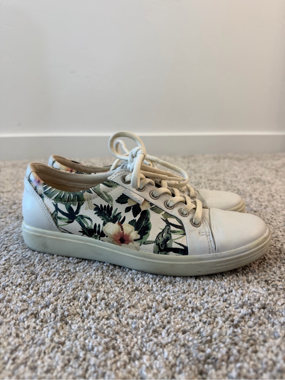 white floral Ecco shoes